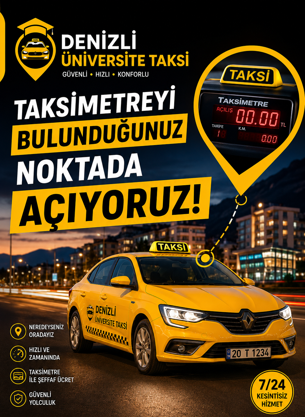 Denizli Üniversite Taksi - Bağbaşı Taksi ana sayfa görseli